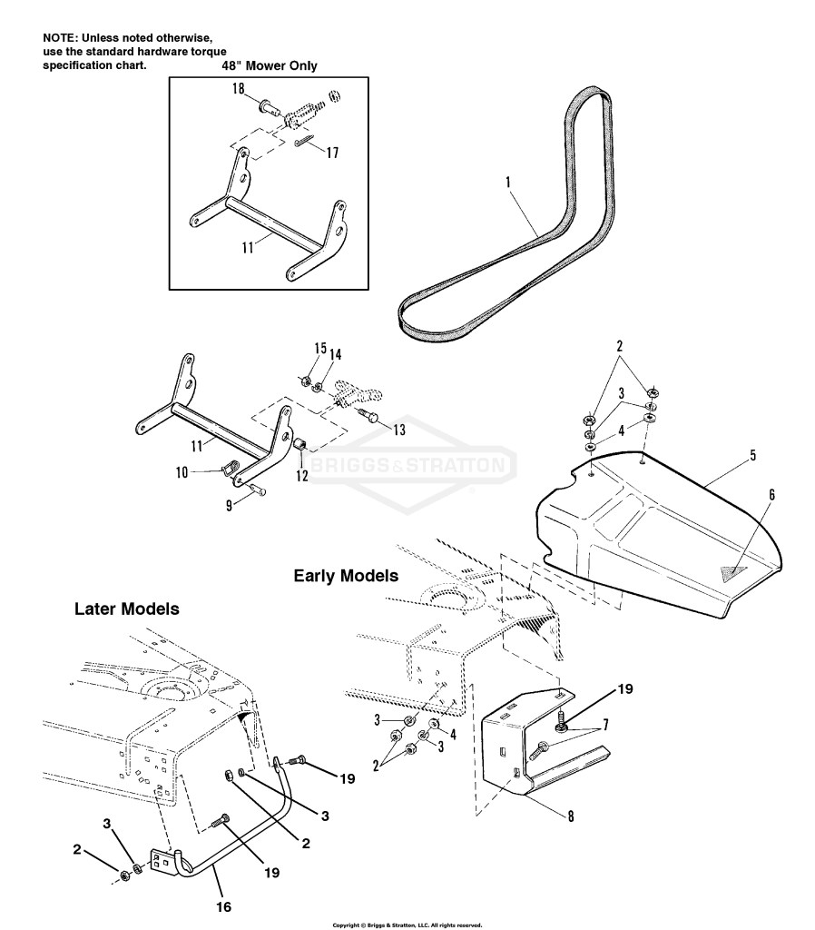 48 Mower Deck - Deflector, Stone Guard & Arm Assembly Group