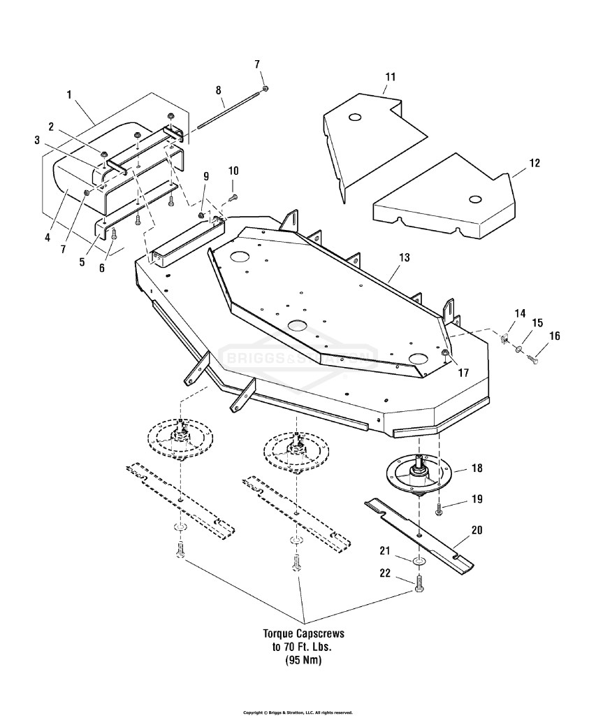61 Mower Deck - Housing, Covers, Spindles & Blades - Liquid Cooled Model
