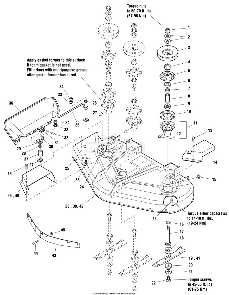 44 & 50 Mower Deck - Housing, Arbors & Blades Group
