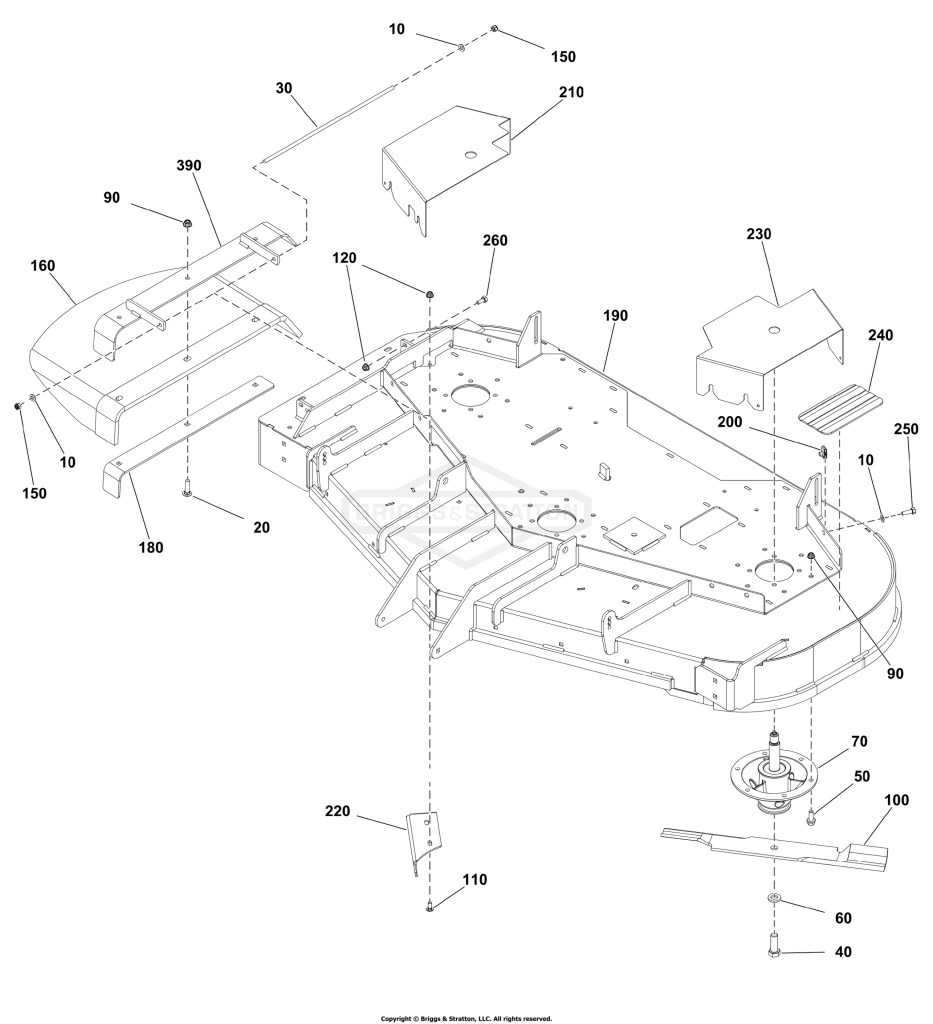 60 Mower Deck Group - Housing, Covers, Spindles, and Blades