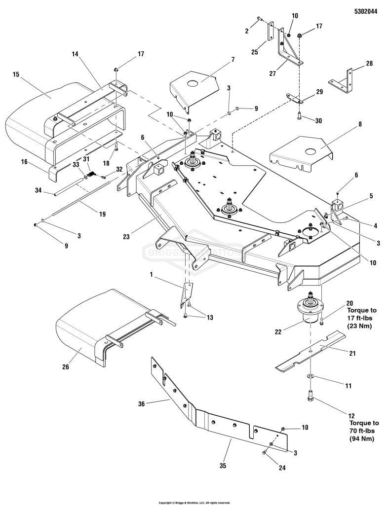 52 Mower Deck - Housing, Covers, Spindles & Blades Side Discharge Export
