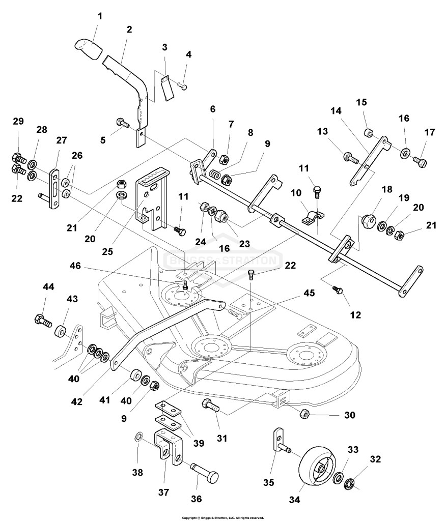 44 Mower Deck - Height Adjustment & Roller Bar