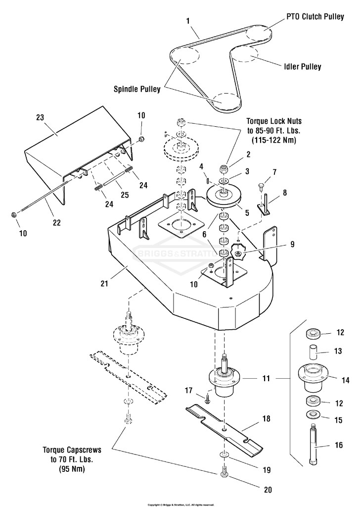 32 Mower Deck - Housing, Arbors & Blades (FI0040)