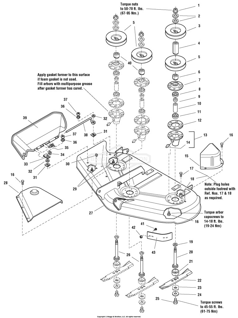 44 Mower Deck - Housing, Arbors & Blades
