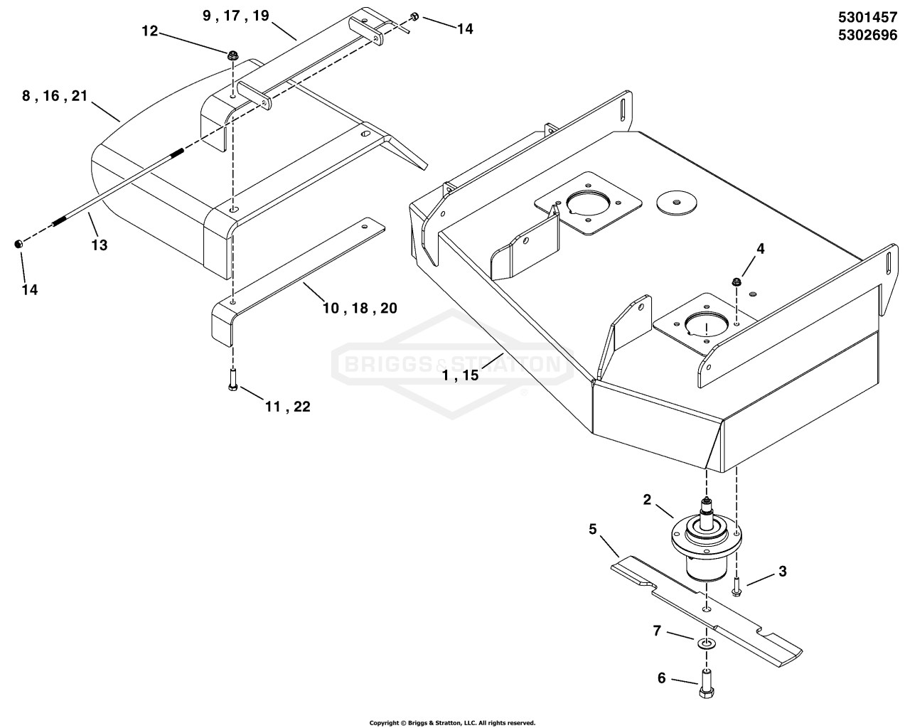 36 Mower Deck - Housing, Covers, Spindles & Blades