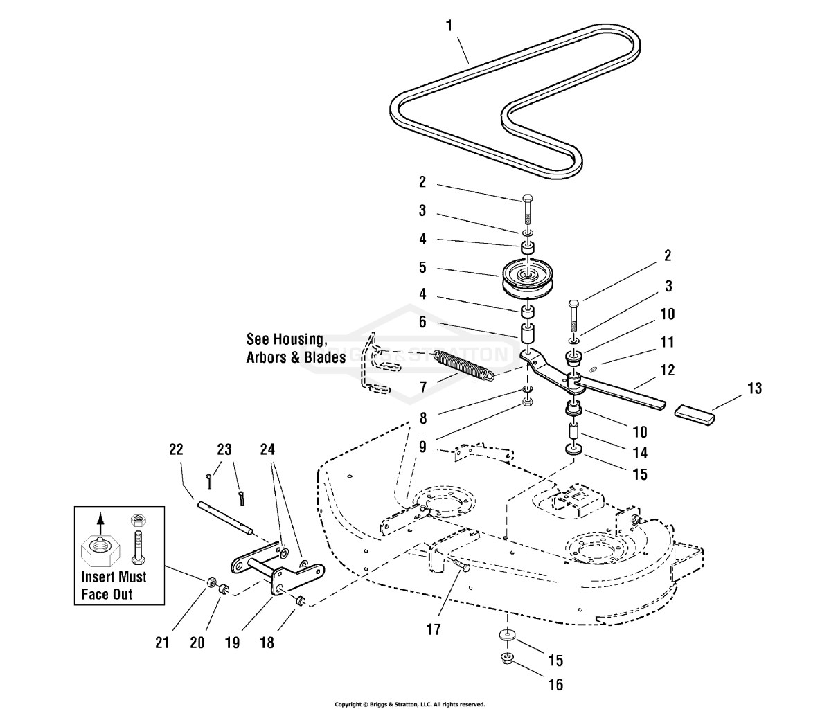 34 Mower Deck - Belt, Idler Arm & Hitch