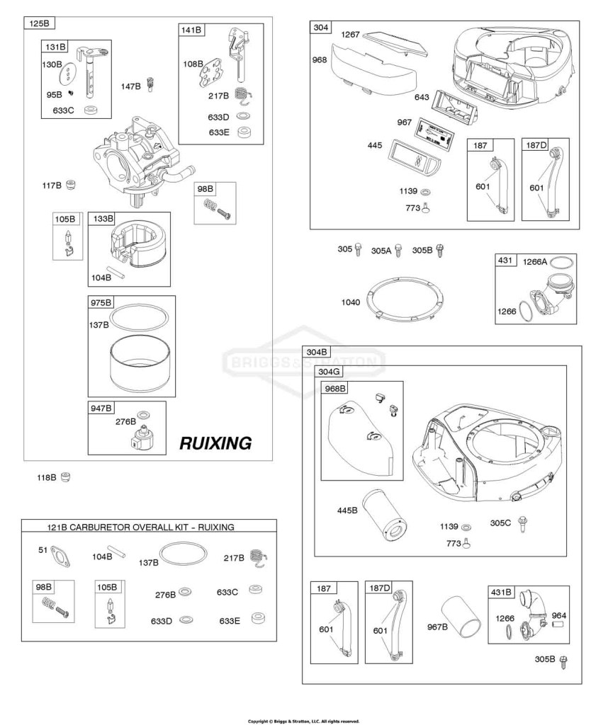Air Cleaner, Blower Housing, Kit - Ruixing Cauburetor Overhaul, Ruixing Carburetor