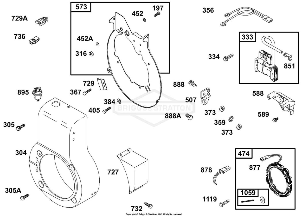 Blower Housing, Alternator, Backplate, Wires