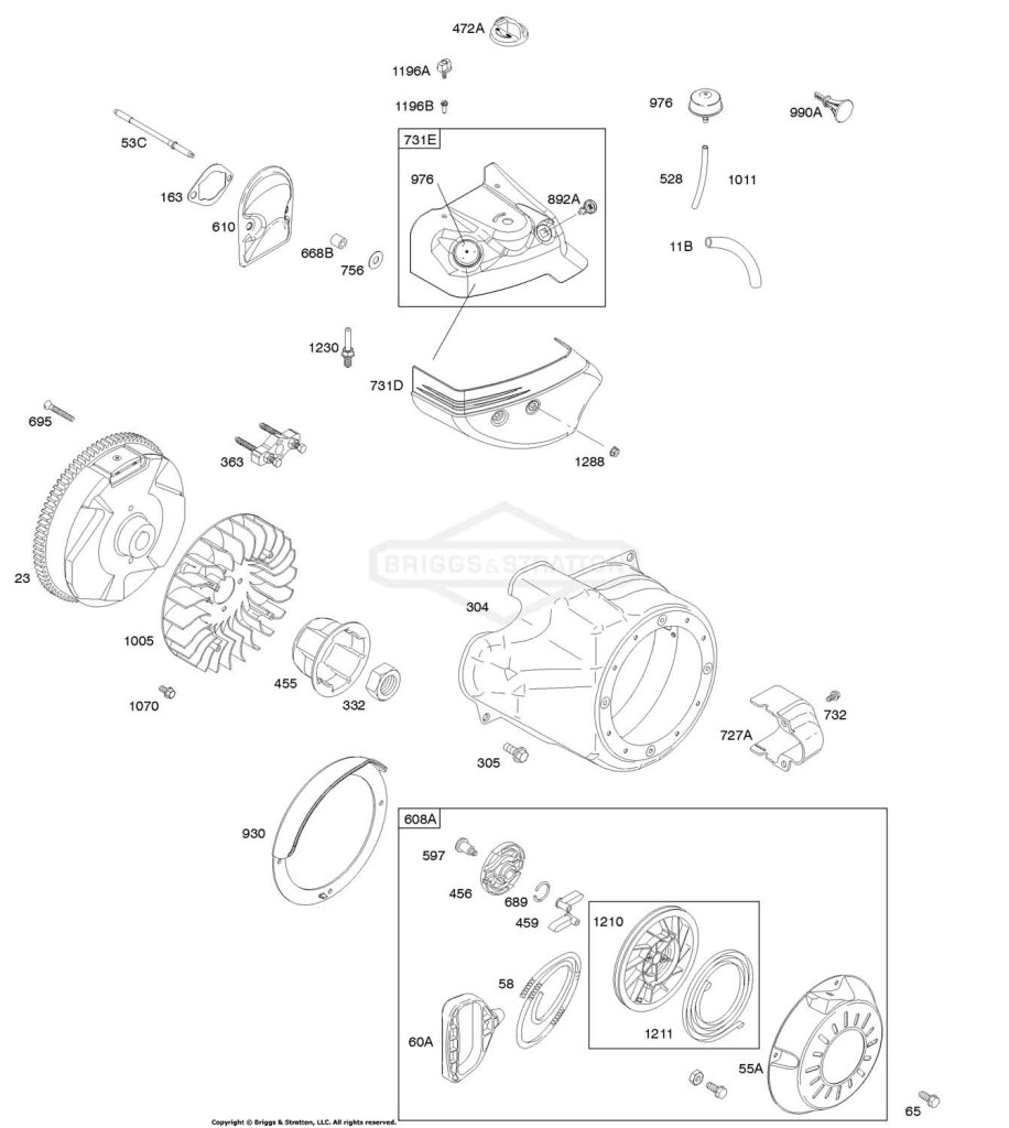 Blower Housing/Shrouds, Flywheel, Rewind Starter