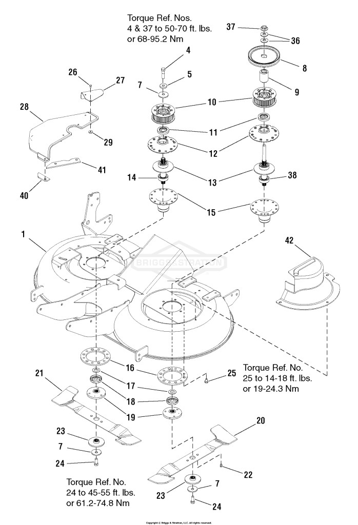 40 Mower Deck - Housing, Arbors & Blade