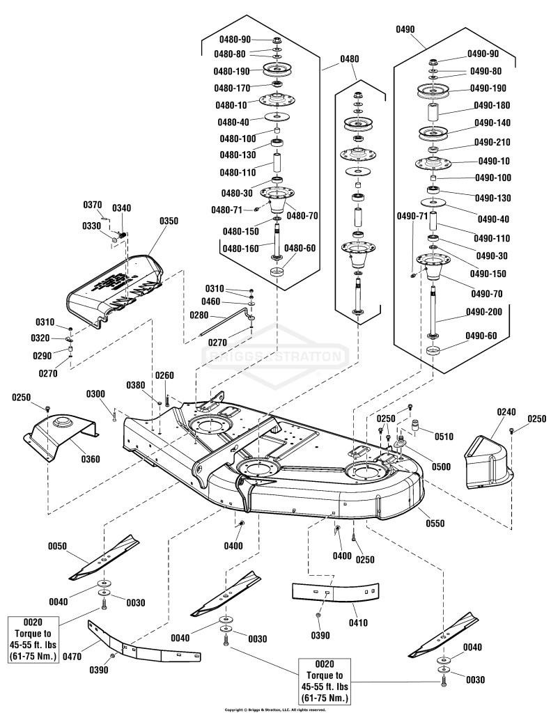 50 (127cm) Mower Deck - Housing, Arbors & Blades Group