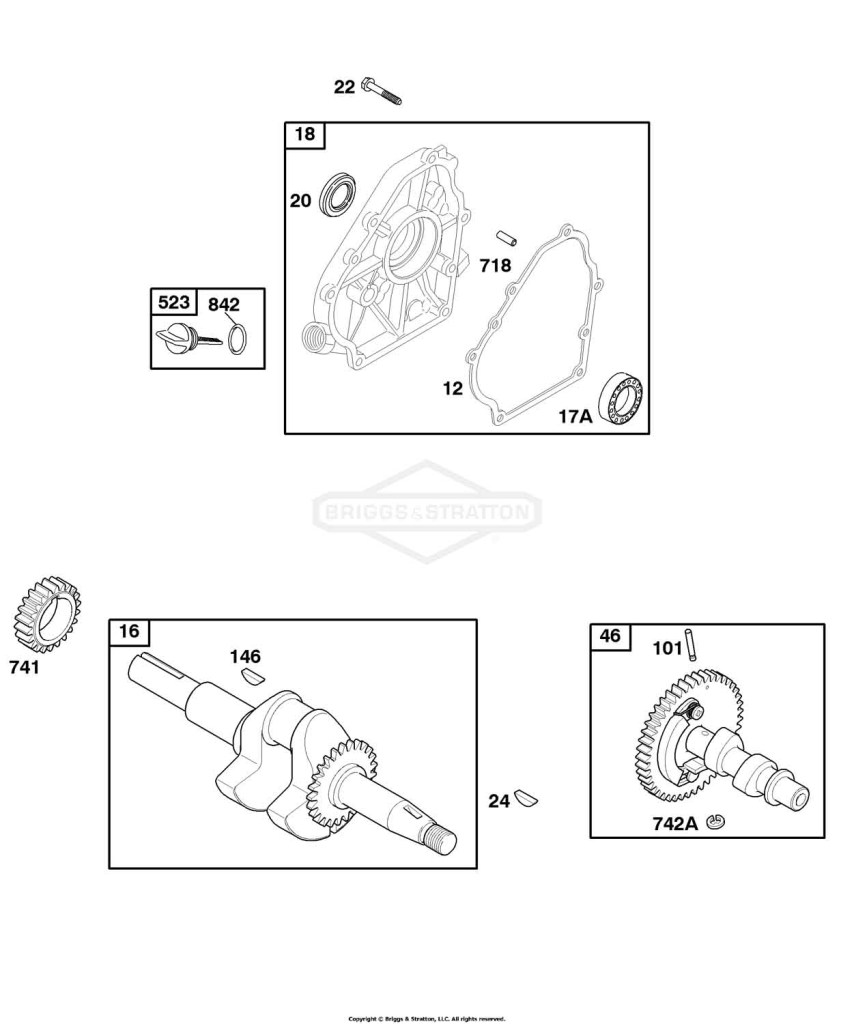 Camshaft, Crankcase Cover, Crankshaft