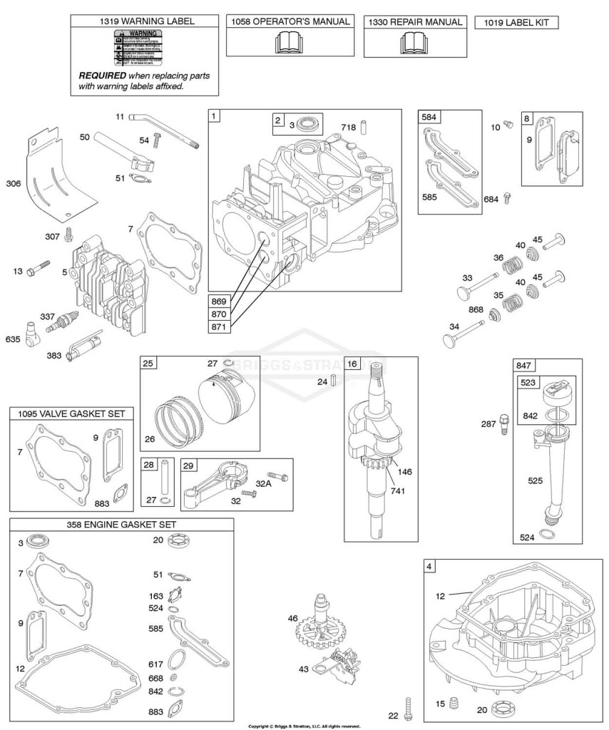 Cam, Crankshaft, Cylinder, Engine Sump, Kit/Gaskets, Lubrication, Piston Group, Valves