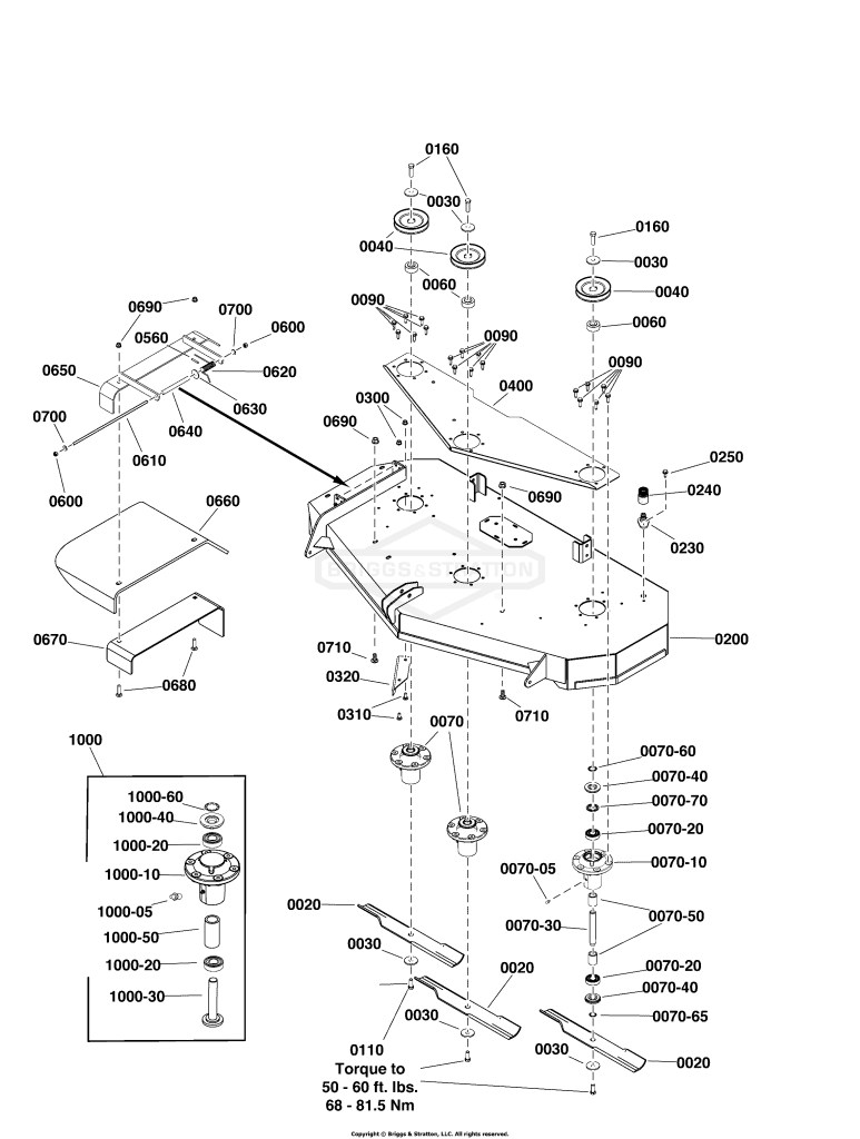 52 Mower Deck - Housing, Arbors & Blade Group