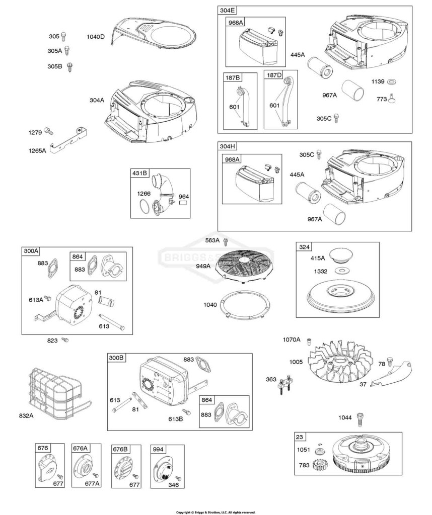AIR CLEANER, BLOWER HOUSING, EXHAUST SYSTEM, FLYWHEEL