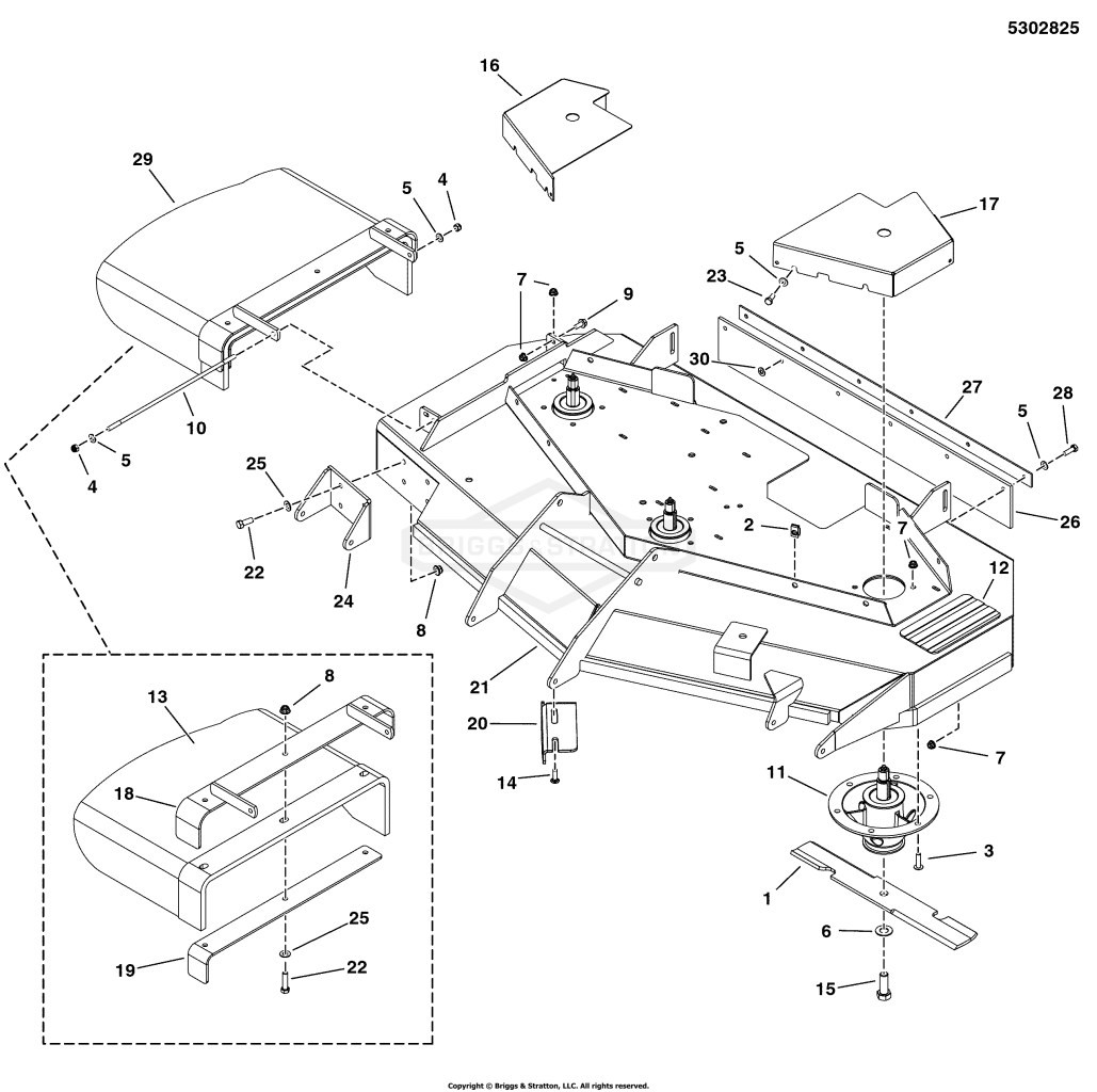 52 Mower Deck - Housing, Covers, Spindles & Blades