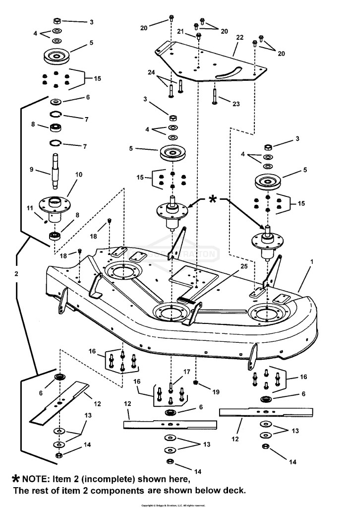 44 Mower Deck - Housing, Arbors & Blades Group (7500071)