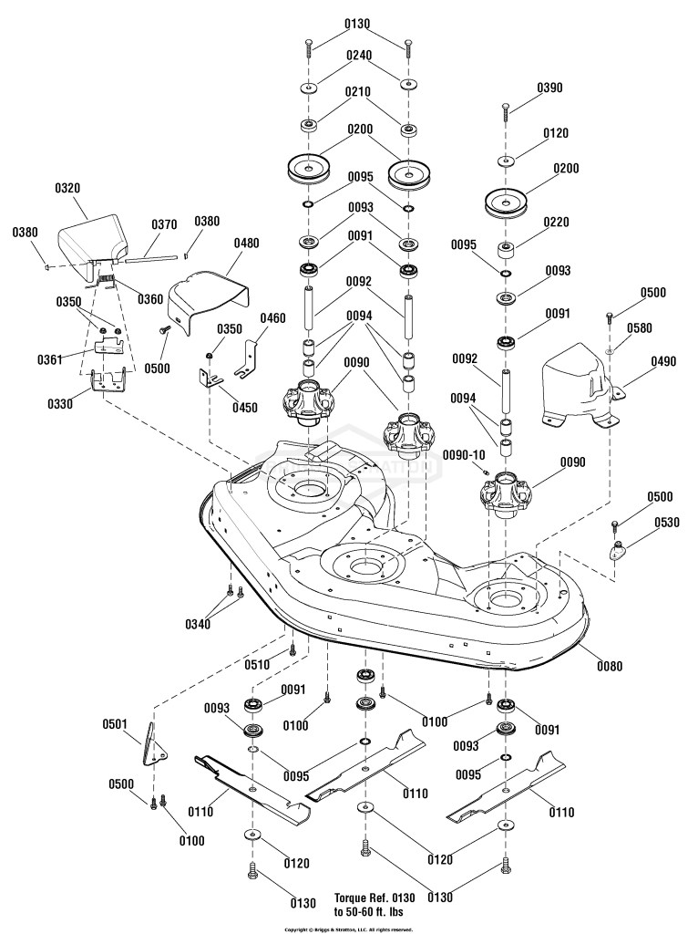 46 & 52 Mower Deck - Housing, Arbors & Blades