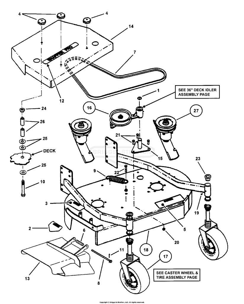 36 MOWER DECK ASSEMBLY (Fixed Height)