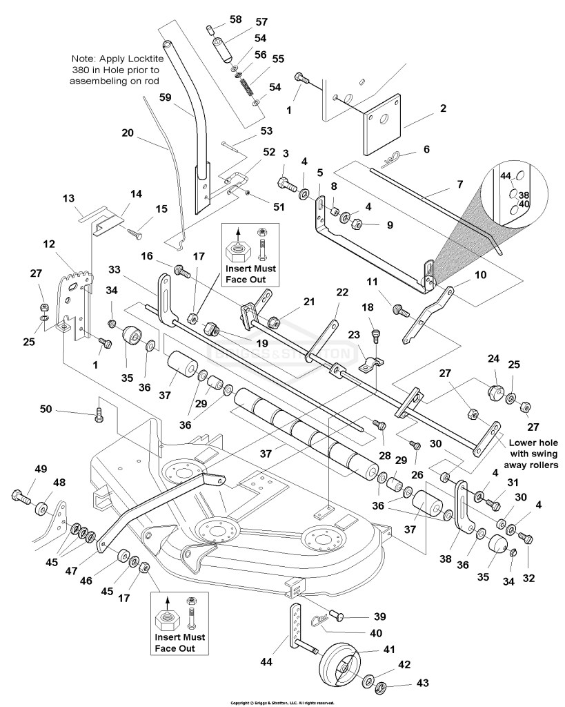44 Mower Deck - Height Adjustment & Roller Bar
