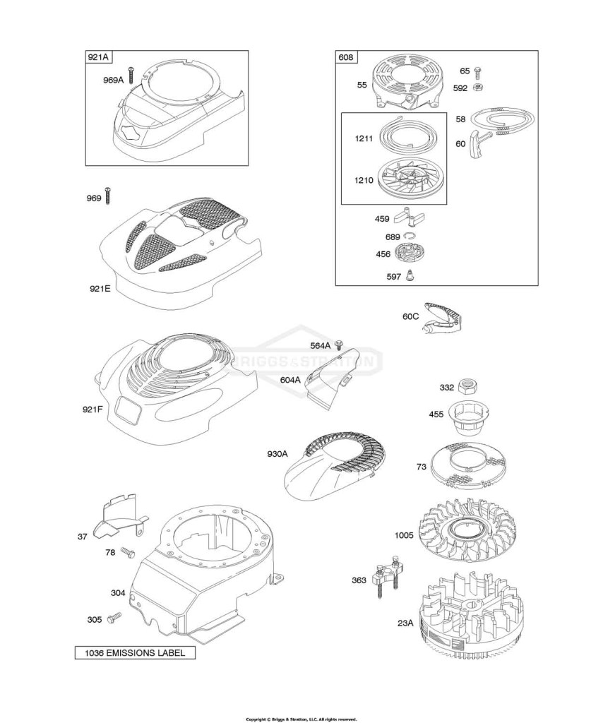 Blower Housing/Shrouds, Flywheel, Rewind Starter