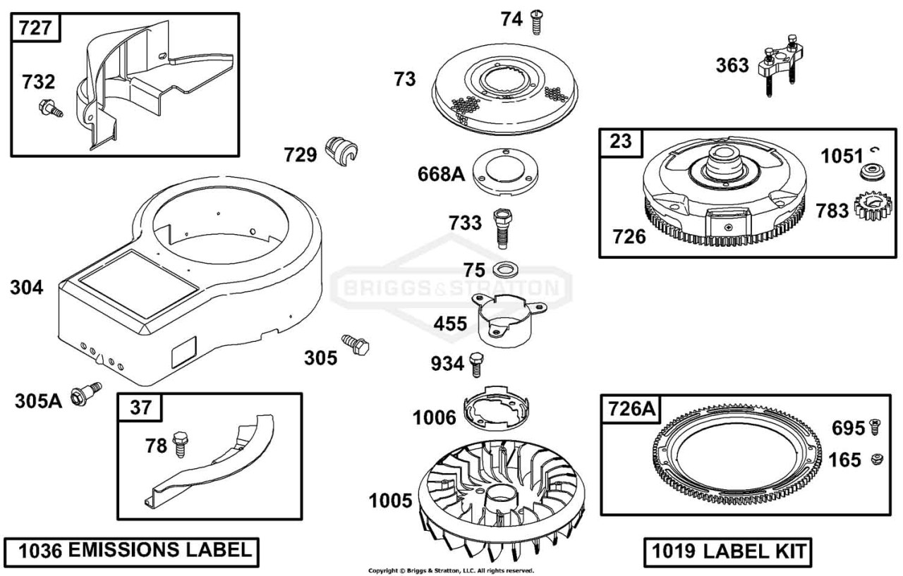 Blower Housing, Flywheel, Rotating Screen