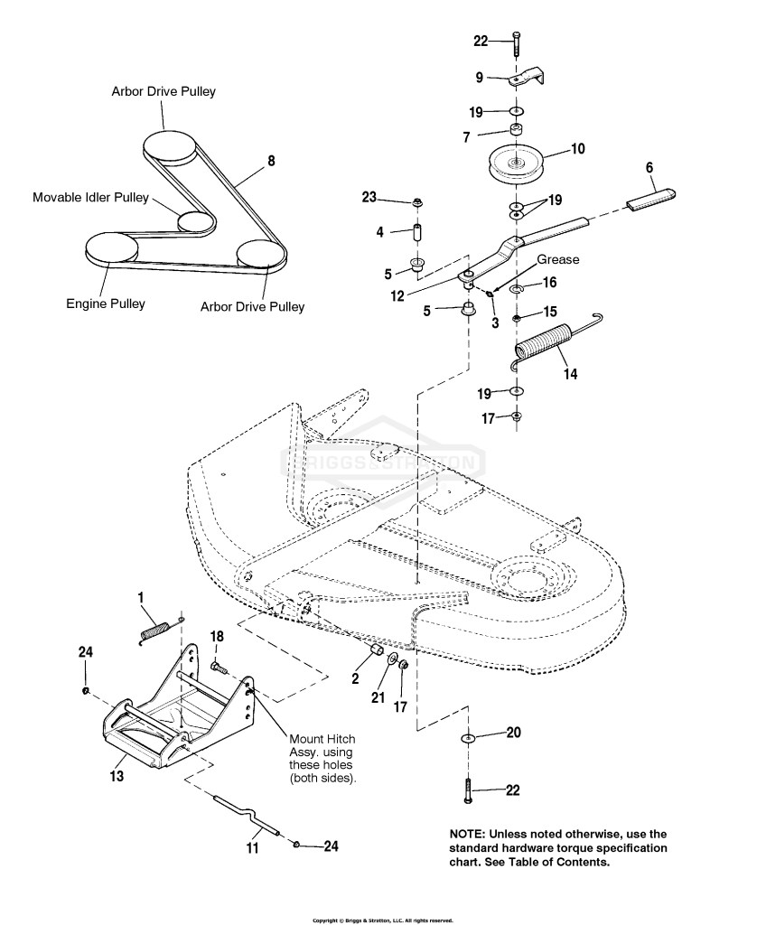 38 Mower Deck - Clutch & Support