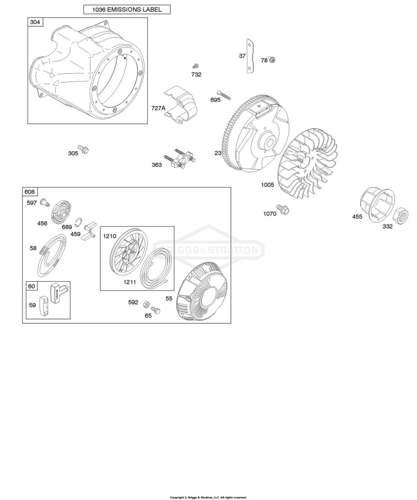 Blower Housing/Shrouds, Flywheel, Rewind Starter