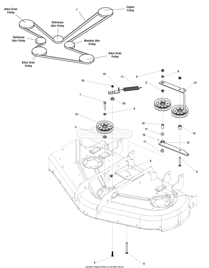 44 & 50 Mower Deck - Belt & Idler Group