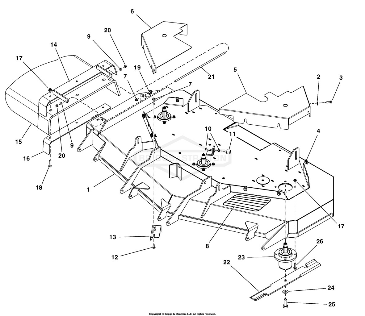 61 Mower Deck - Housing, Covers, Spindles & Blades