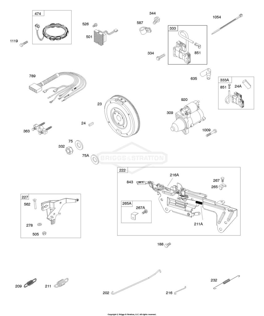Alternator, Igntion, Flywheel, Starter Motor, Controls, Springs