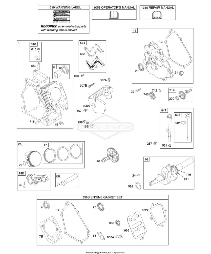 Camshaft, Crankcase Cover, Crankshaft, Cylinder, Lubrication, Piston Group