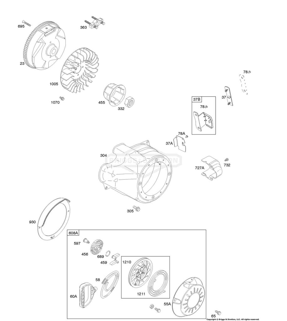 Blower Housing/Shrouds, Flywheel, Rewind Starter