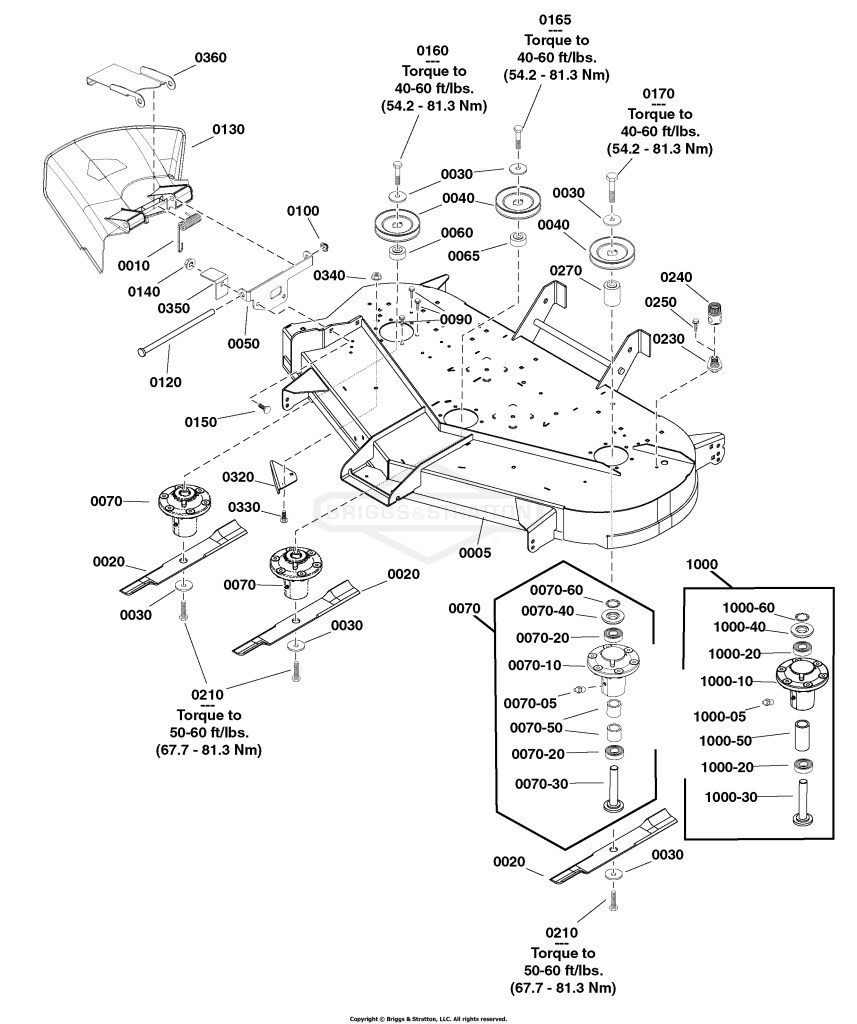 48 (122cm) Mower Deck - Housing, Arbors & Blades Group