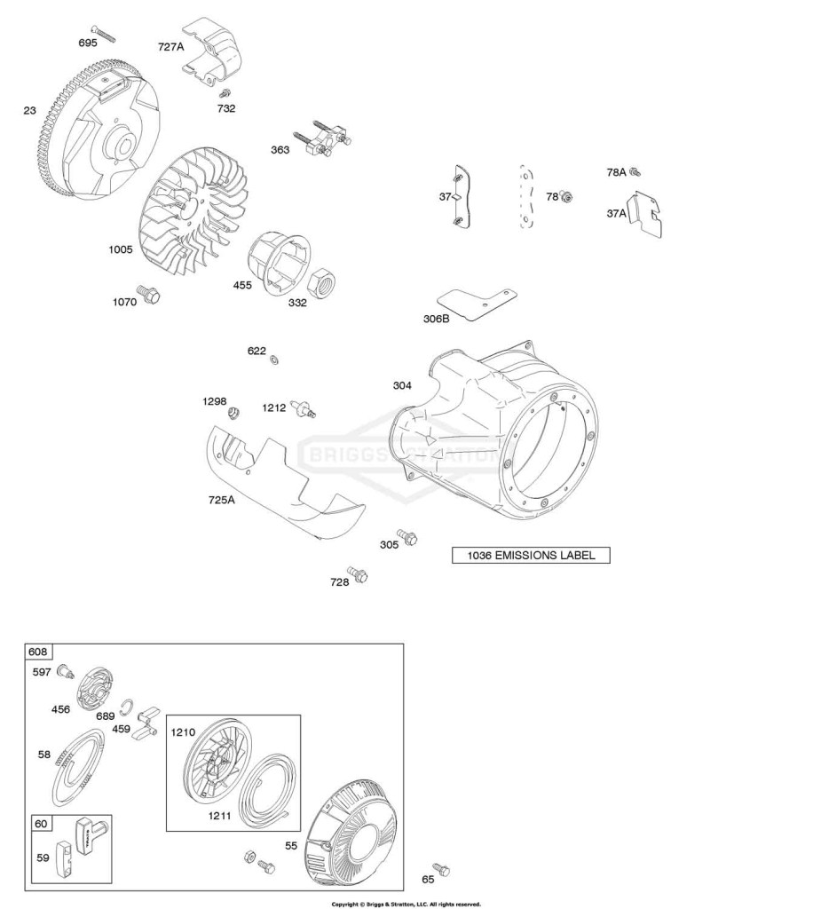 Blower Housing/Shrouds, Flywheel, Rewind Starter
