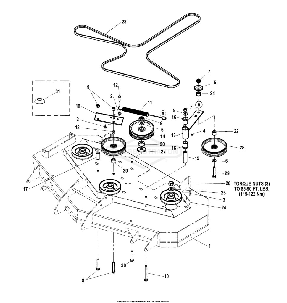 52 Mower Deck - Pulleys, Belts & Idler Arm