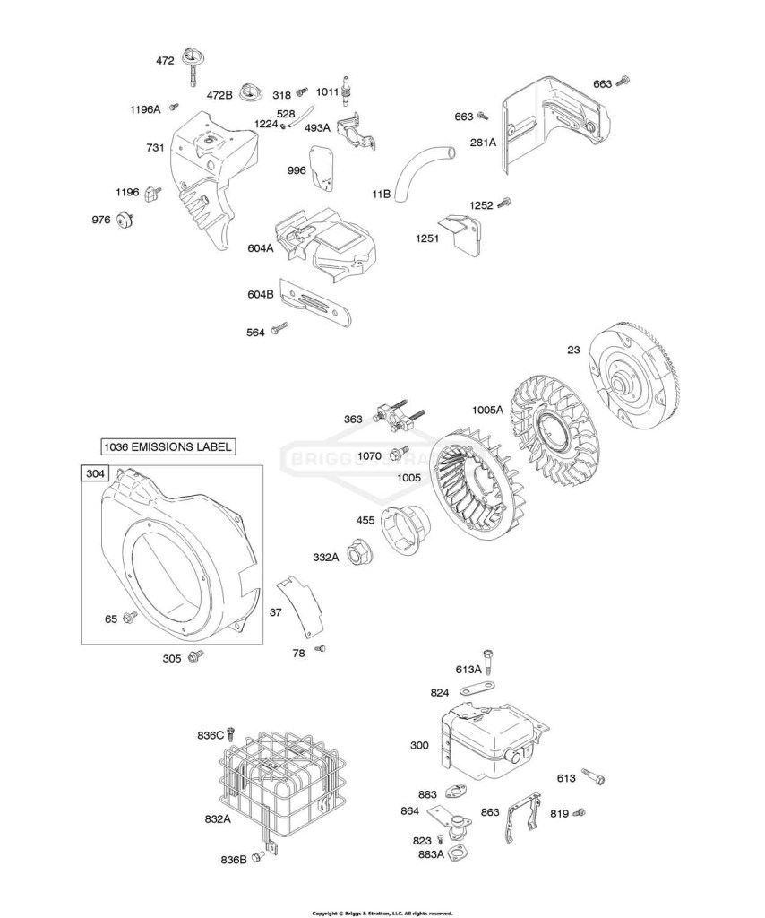 Blower Housing/Shrouds, Exhaust System, Flywheel