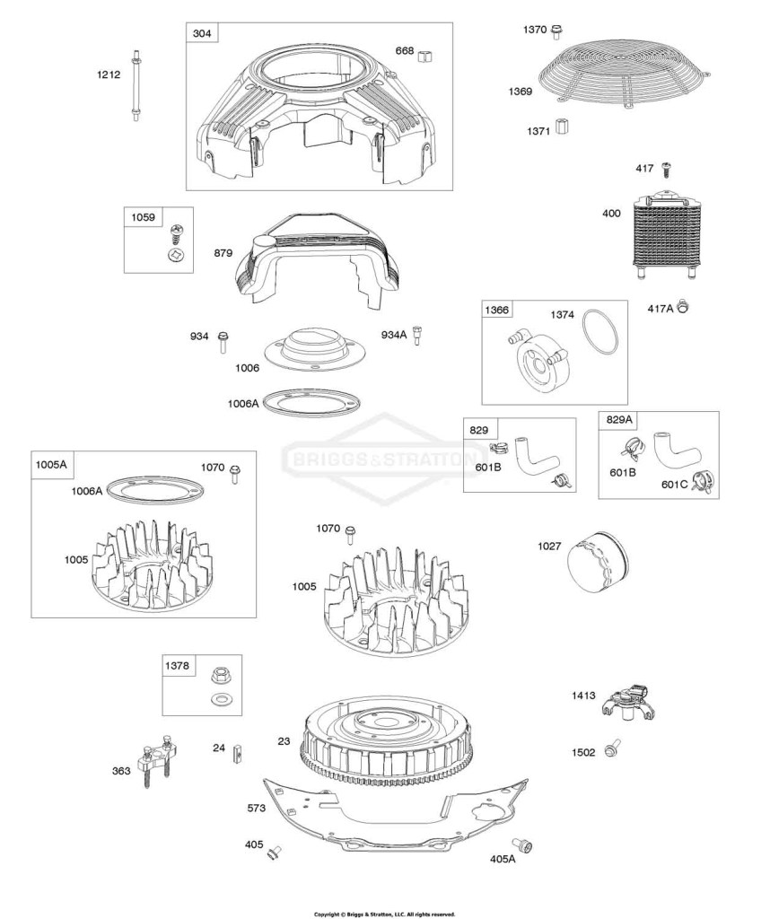 Blower Housing, Flywheel, Oil Cooler