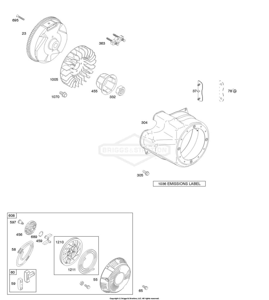 Blower Housing/Shrouds, Flywheel, Rewind Starter