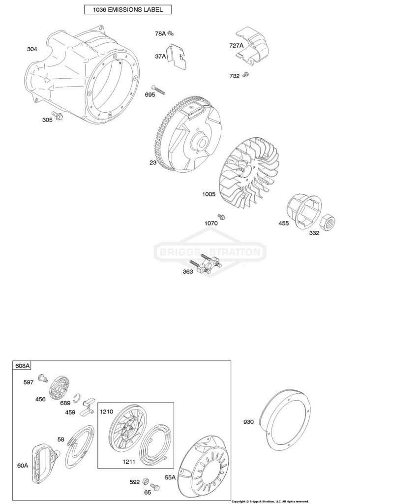 Blower Housing/Shrouds, Flywheel, Rewind Starter