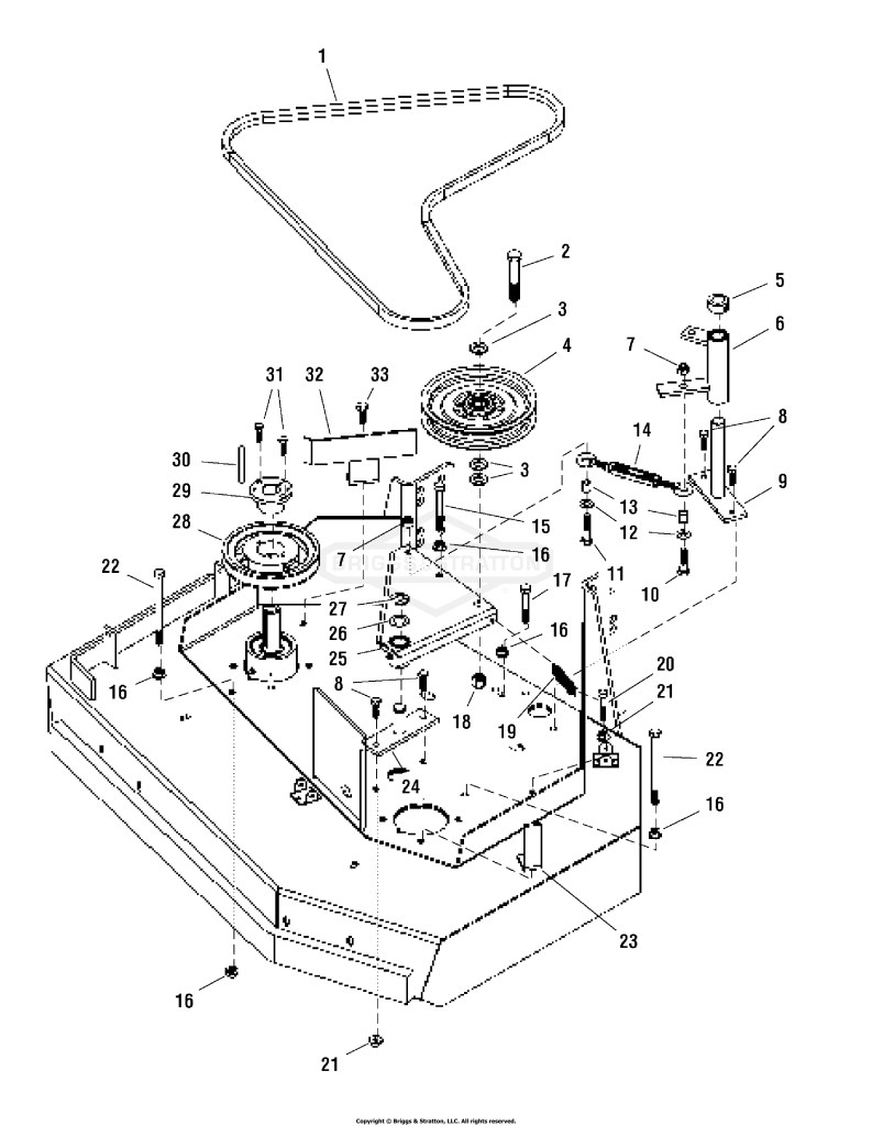 32 & 36 Mower Deck - Pulleys, Belt & Idler Arm
