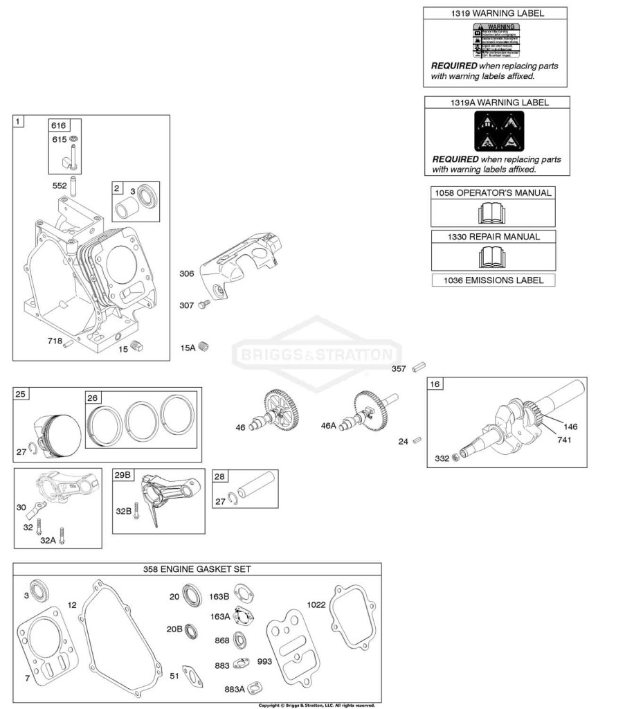 Camshaft, Crankshaft, Cylinder, Kits/Gaskets Engine, Piston Group