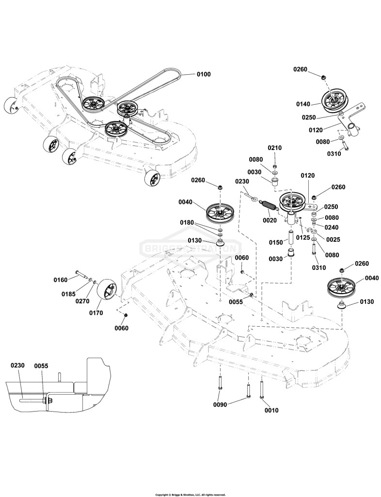 61 Mower Deck - Pulleys, Belt, and Idler Arm
