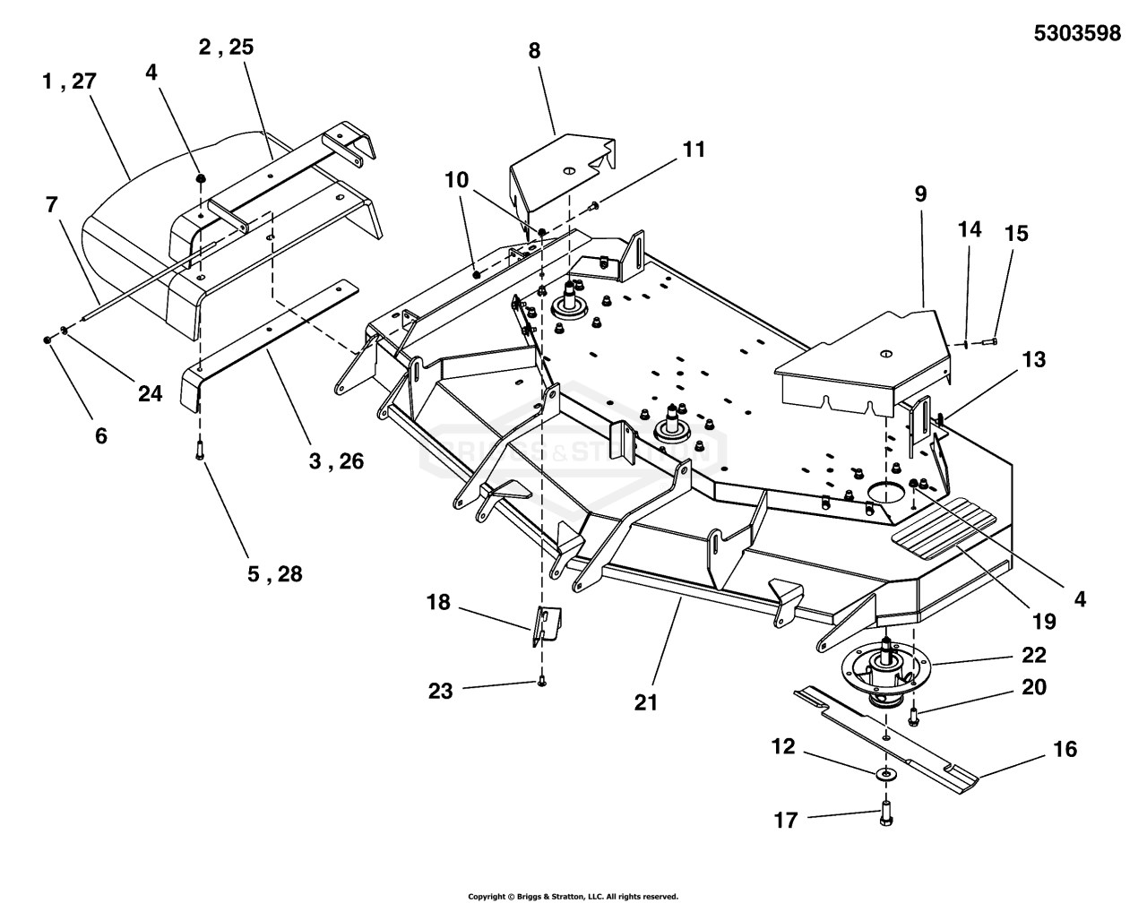 61 Mower Deck Group - Housing, Covers, Spindles & Blades