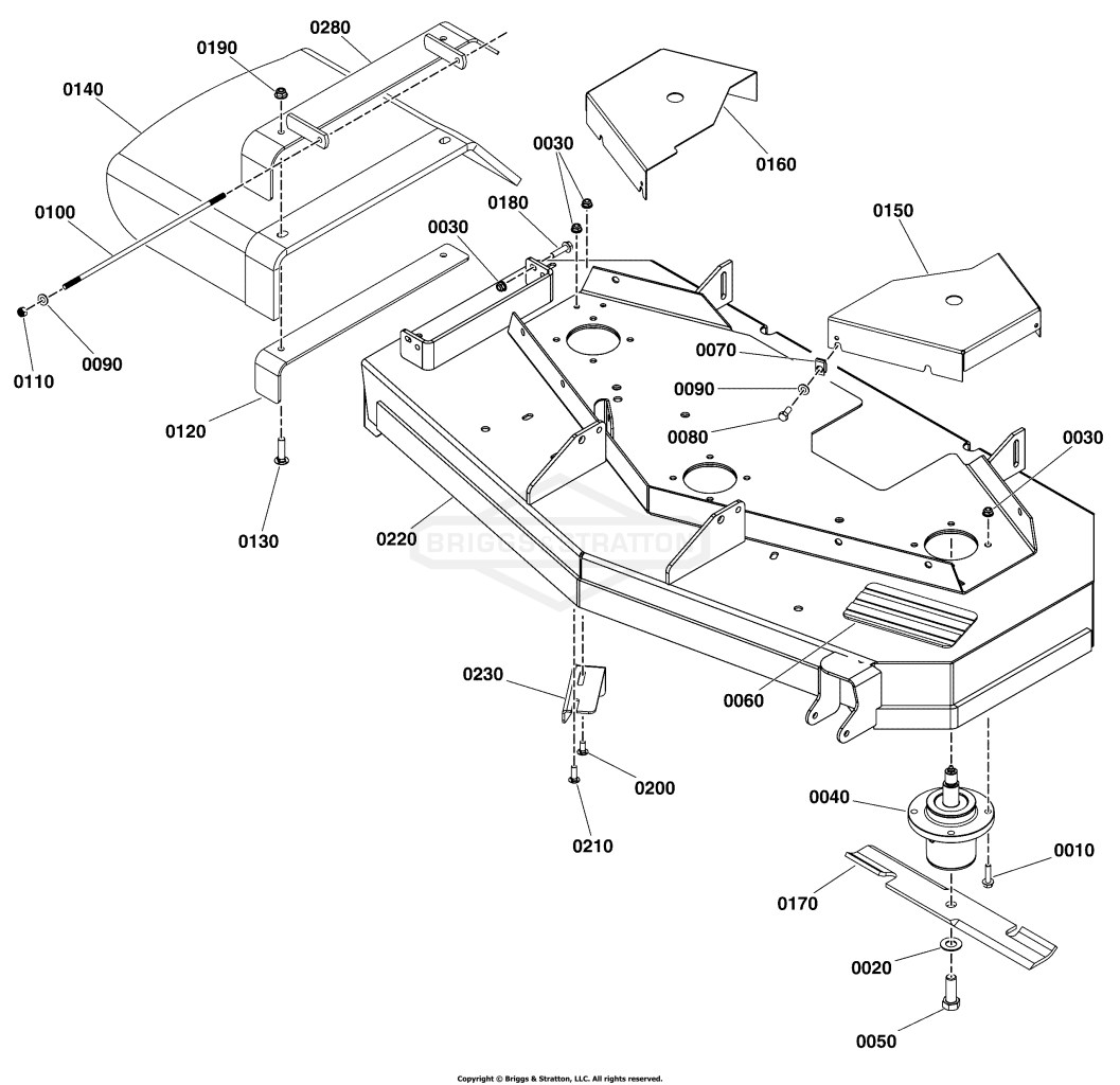48 (122 cm) Mower Deck Group - Housing, Covers, Spindles & Blades