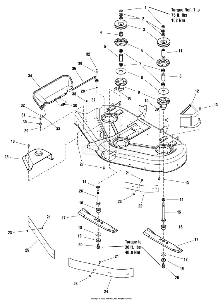 44 Mower Deck - Housing, Arbors & Blades Group