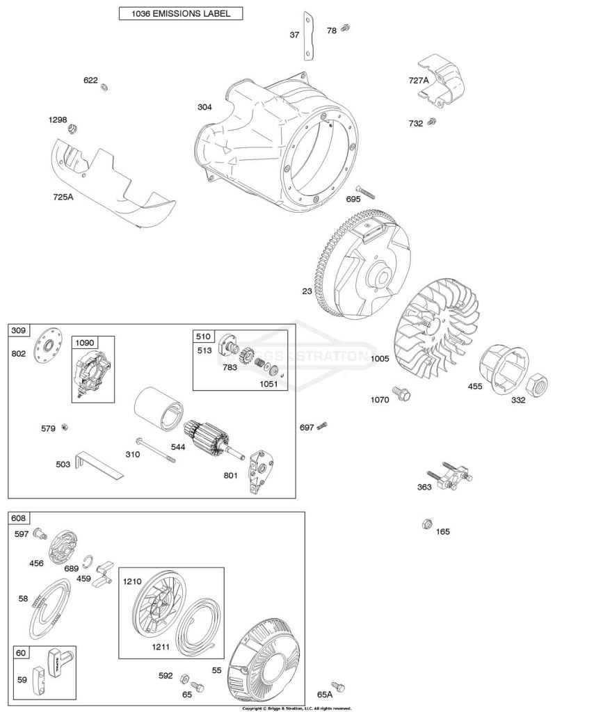 Blower Housing/Shrouds, Electric Starter, Flywheel, Rewind Starter