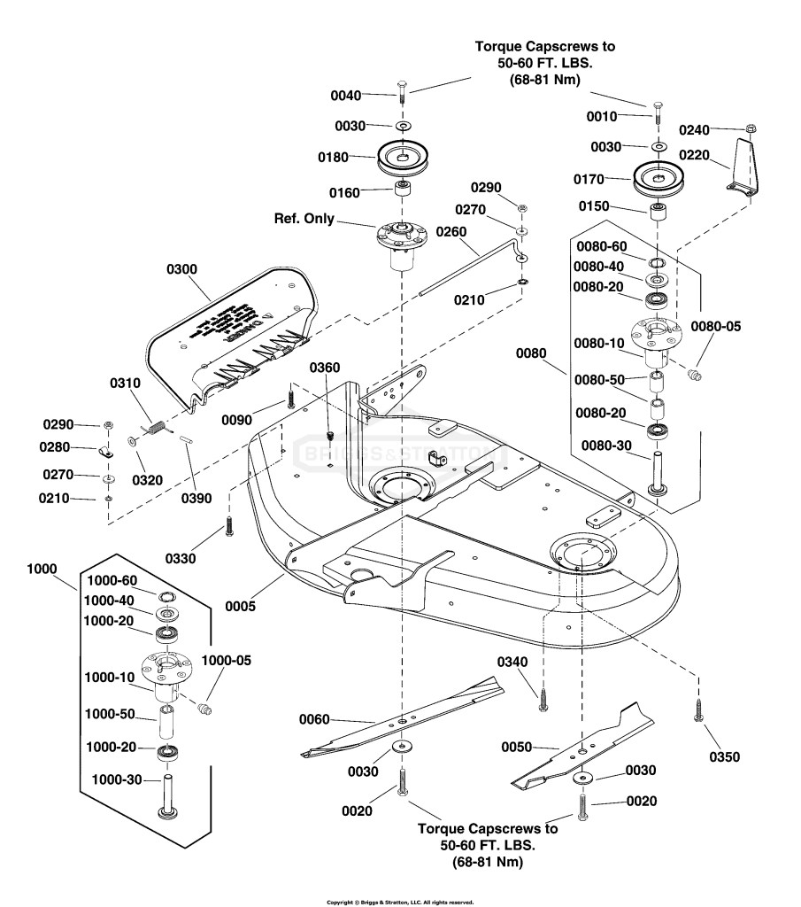 38 (96cm) Mower Deck - Housing, Arbors & Blades Group