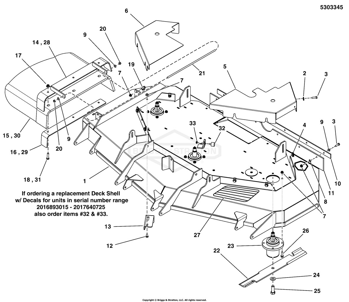 61 Mower Deck - Housing, Covers, Spindles, & Blades