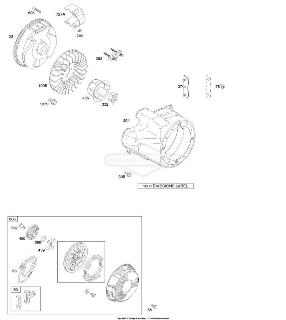 Blower Housing/Shrouds, Flywheel, Rewind Starter